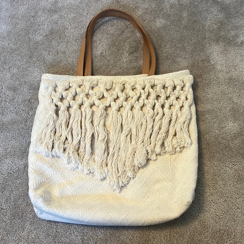 Billabong To The Limit Bohemian Macramé Knit Beach Tote Bag